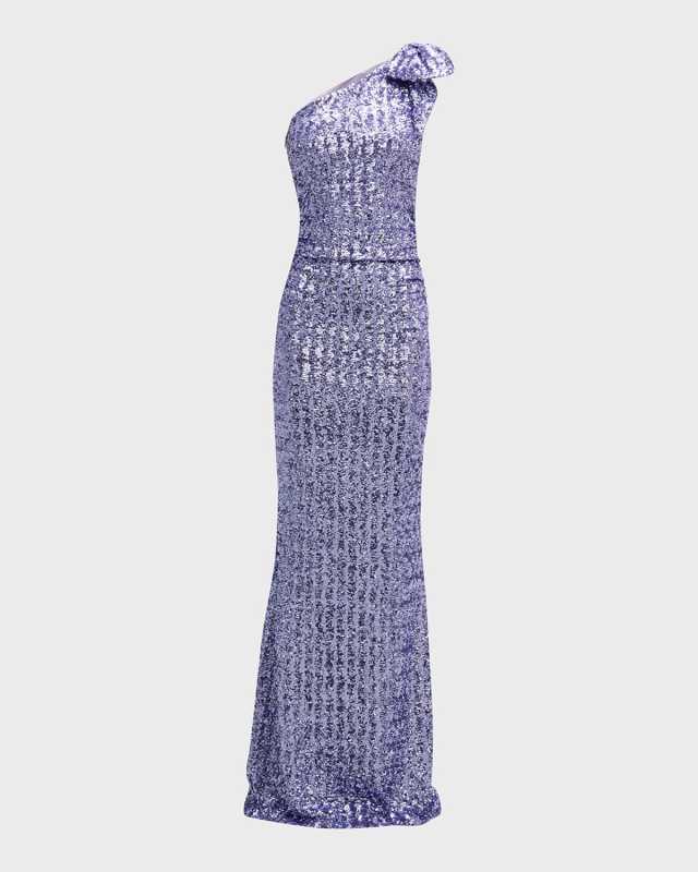 One-Shoulder Sequin Mermaid Gown